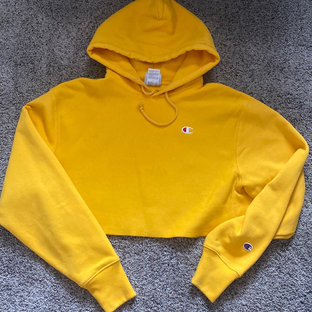 Champion Cropped Yellow Hoodie